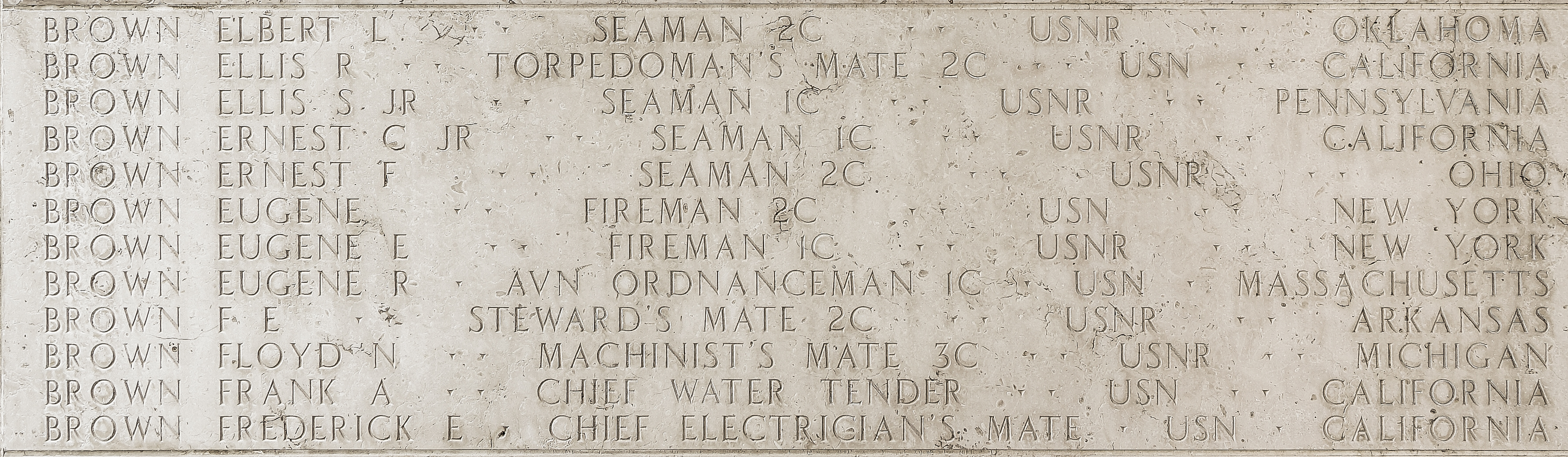 F. E. Brown, Steward's Mate Second Class